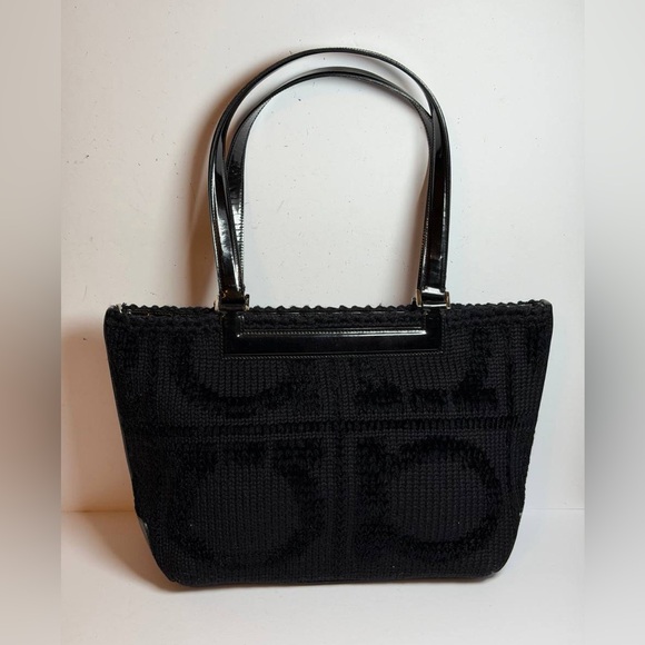 Salvatore Ferragamo Handbags - Salvatore Ferragamo Gancini Wool Knit Leather Tote Bag